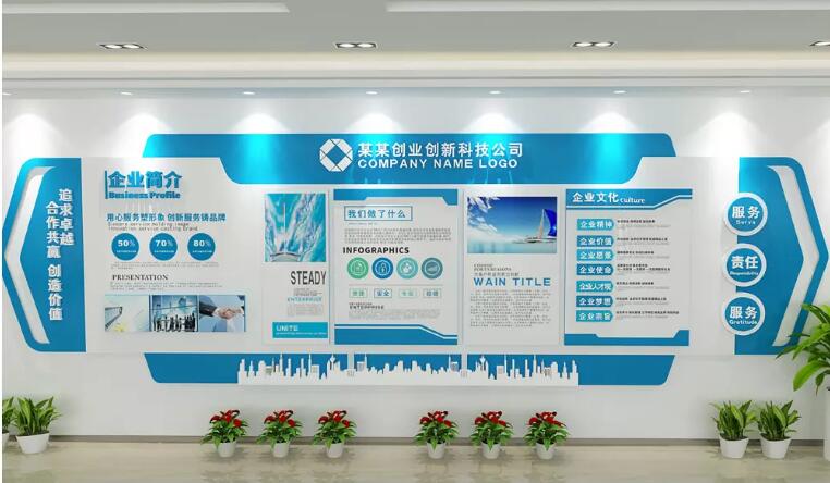企业展厅照片墙制作效果图