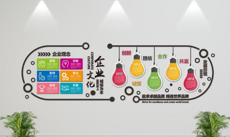 简约通用现代化企业立体文化墙制作效果图