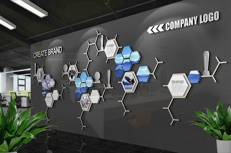 创意微立体企业文化墙psd模板