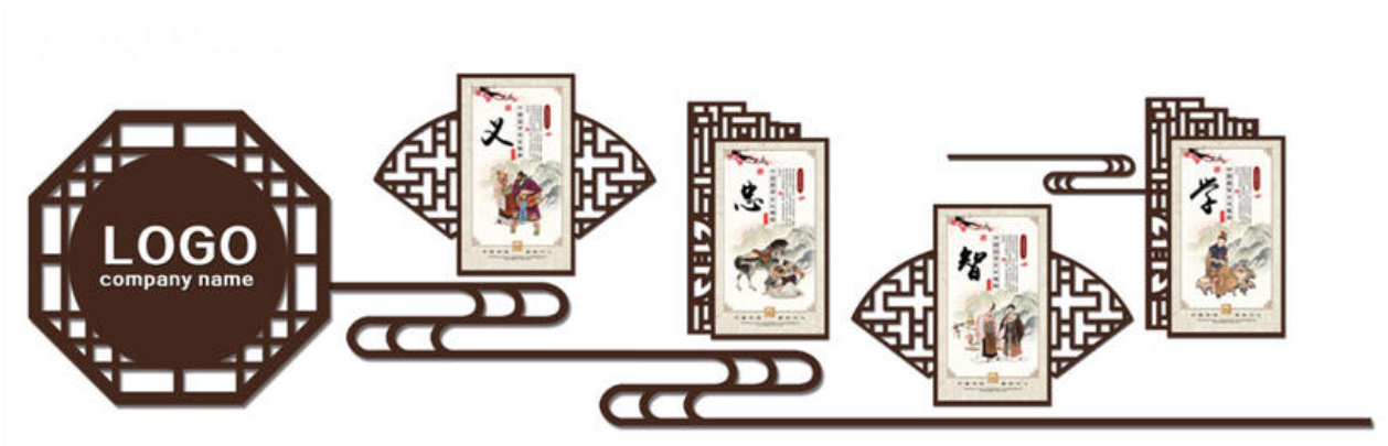 简约中国风企业文化墙展示图片