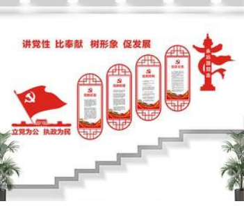 中国风古典党建文化墙廉政楼梯文化墙设计模板