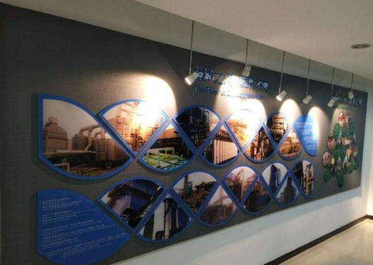 现代科技企业展厅文化墙3d效果图设计