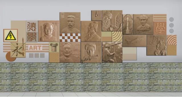 创意校园浮雕文化墙制作效果图