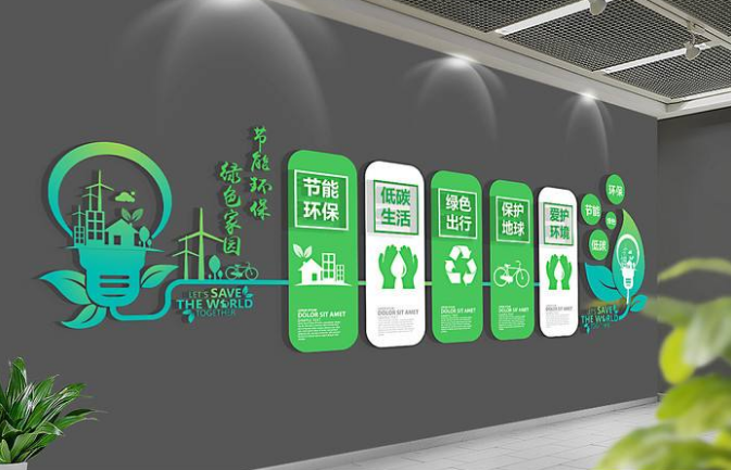 绿色低碳环保企业文化墙再生能源科技形象墙