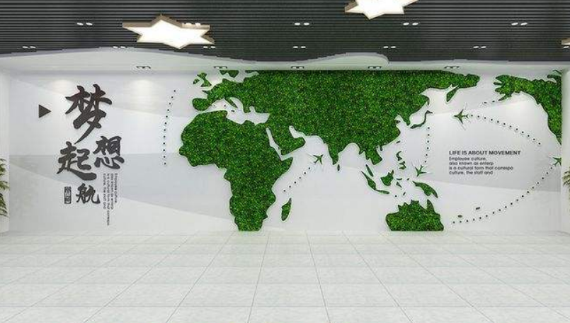 大气绿色环保企业走廊文化墙设计图