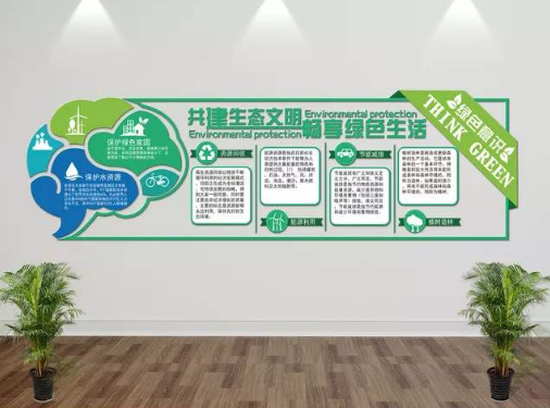 爱护地球绿色环保企业走廊文化墙矢量图