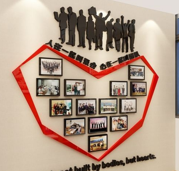 金融企业文化墙创意设计公司走廊布置3d效果图图片
