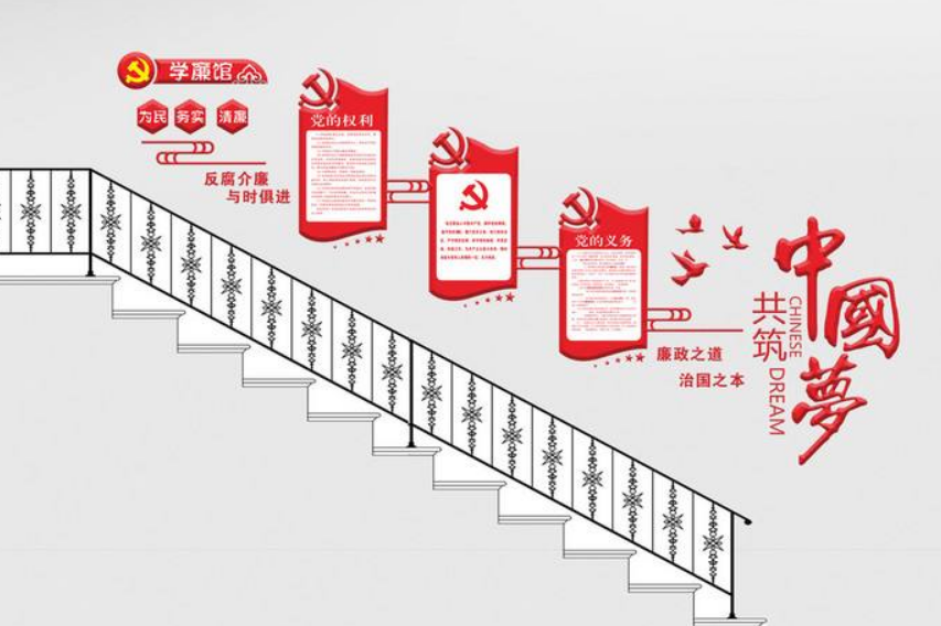 素雅新中式企业文化墙布置模板