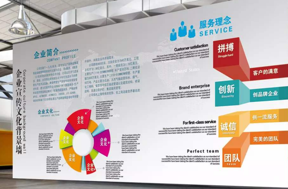 时尚简洁企业文化墙展板模板