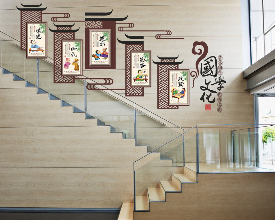 中国风国学传统文化楼道文化墙展板