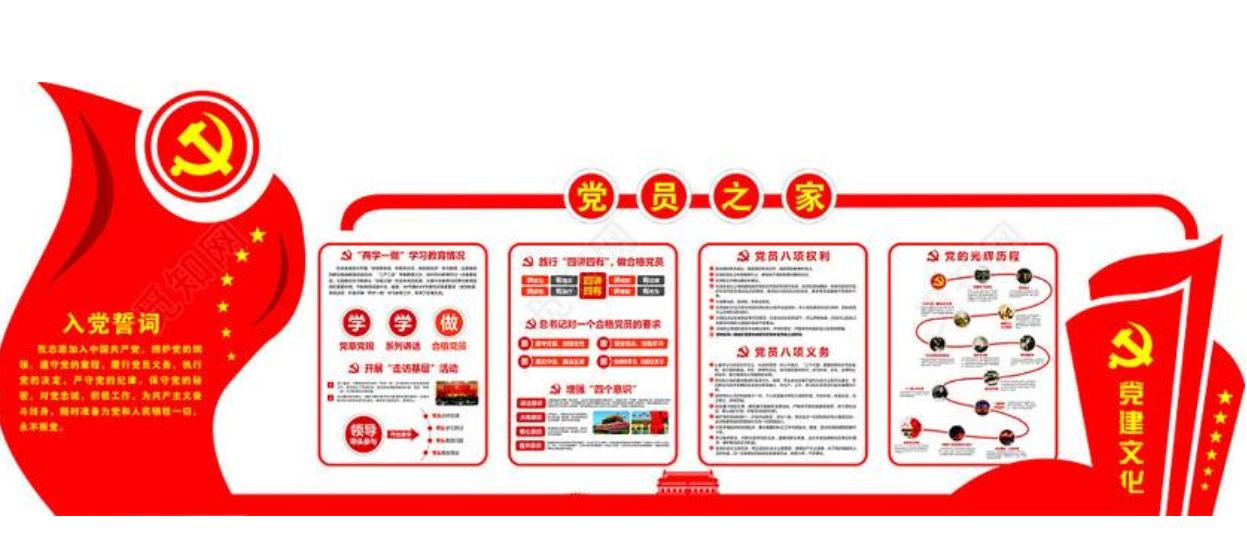 社区党员之家入党誓词党建文化墙