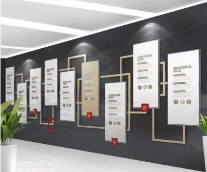 素雅新中式企业文化墙布置模板设计图片