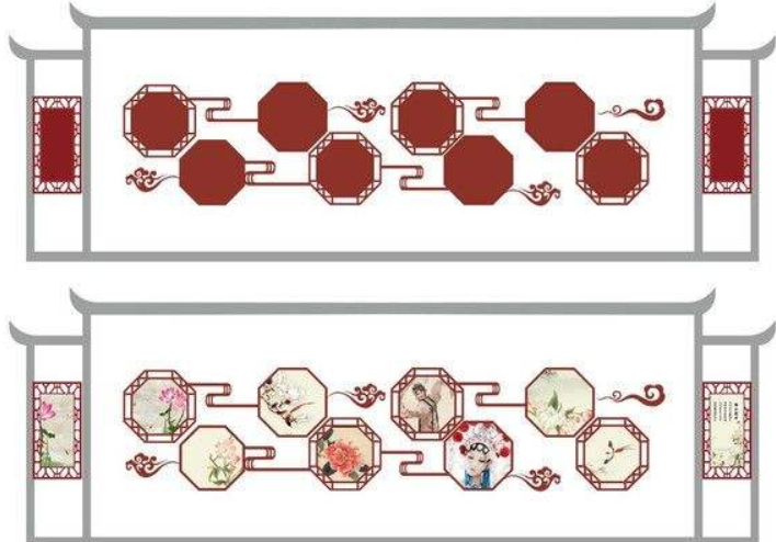 传统风格校园文化墙设计素材