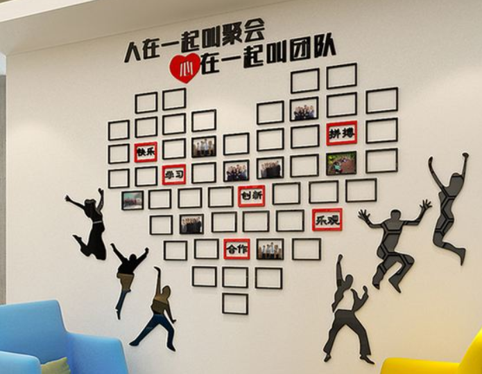 立体公司企业文化墙办公室励志照片墙