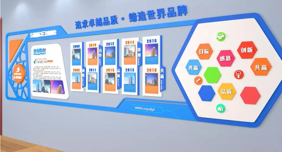 高档蓝色企业文化墙制作效果图