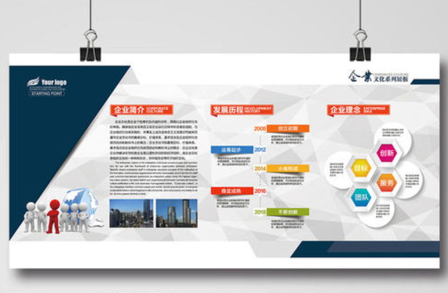 简约微立体企业文化墙企业展板形象墙模板