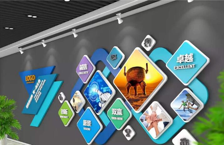 现代图形立体企业文化墙制作效果图