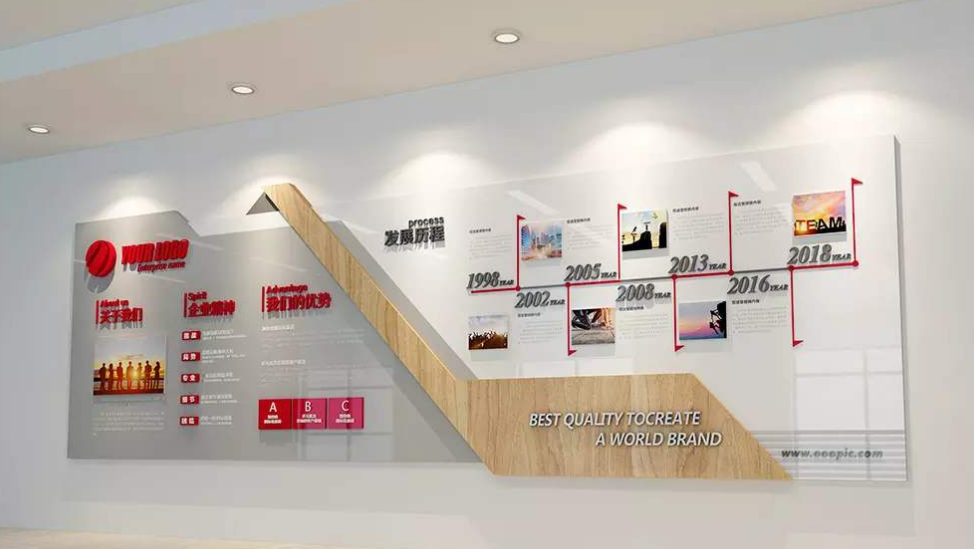 简约蓝色科技企业文化墙大型办公室形象墙模板设计