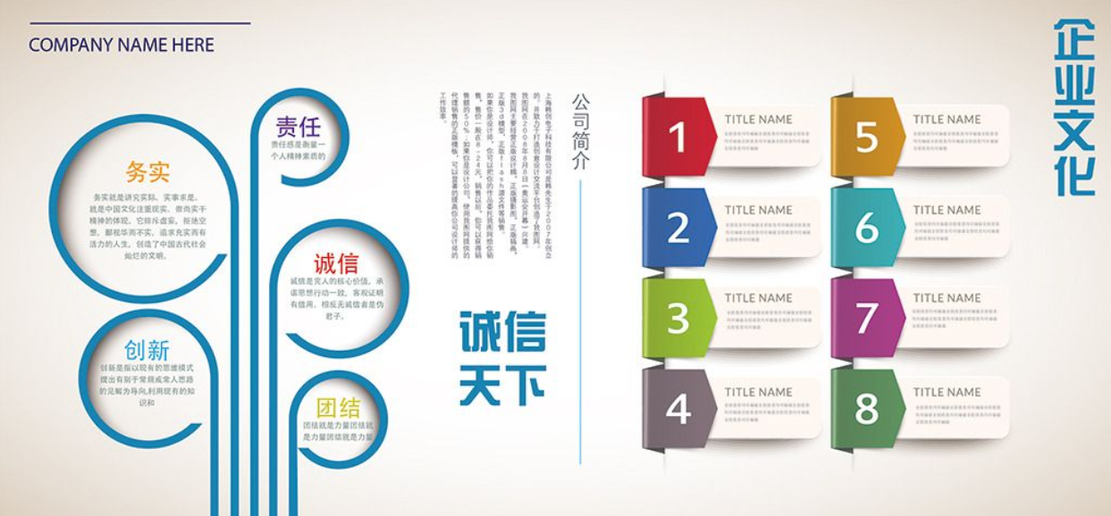 立体简约高端通用企业文化墙形象设计图