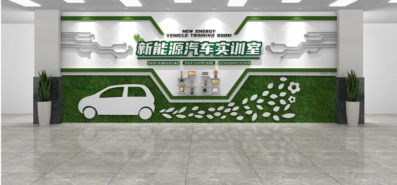绿植环保新能源汽车实训室文化墙